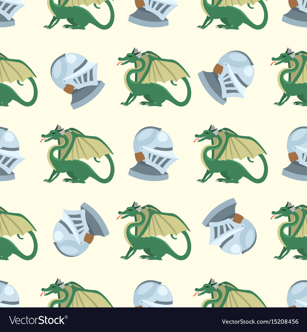 Fantasy knight dragon flying seamless pattern