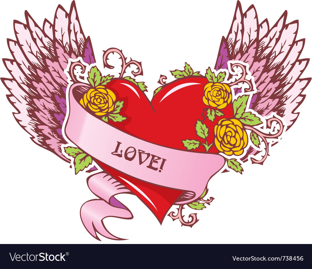 Download Heart with wings Royalty Free Vector Image - VectorStock