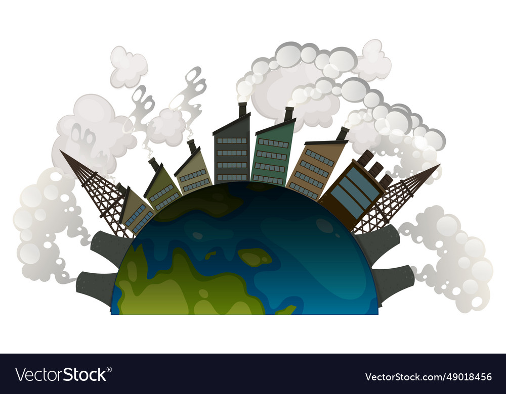 Isolated earth cartoon danger smoke air pollution Vector Image