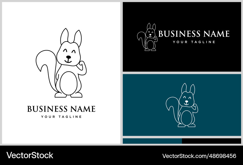 Line art squirrel fun logo Royalty Free Vector Image