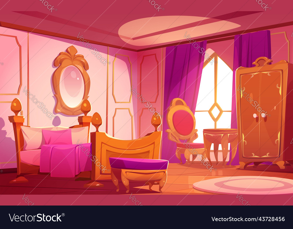 Luxury Princess Bedroom Interior Royalty Free Vector Image