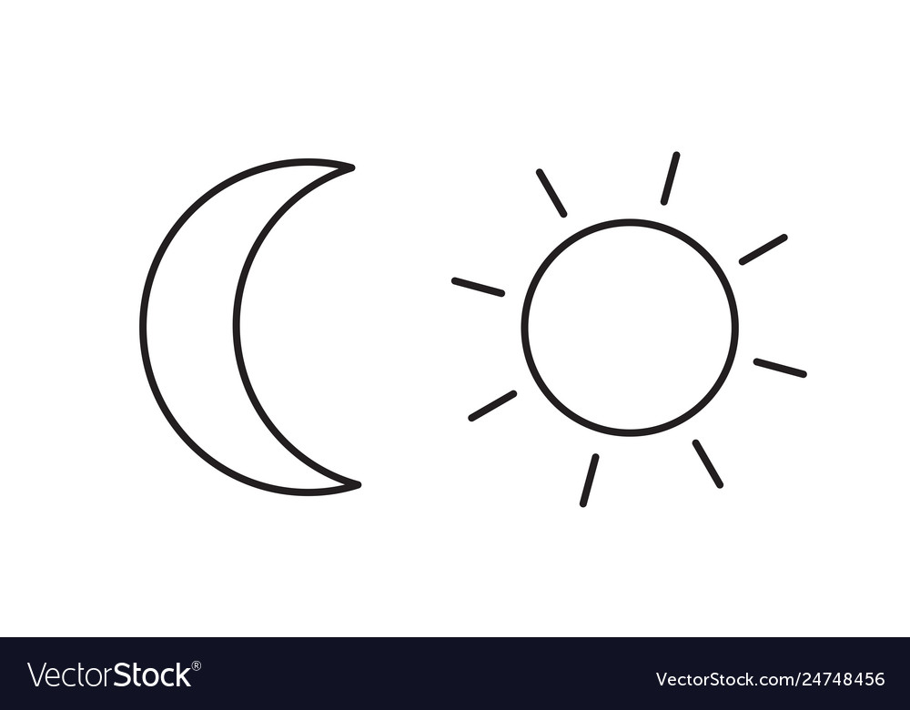 Moon And Sun Simple Line Icon Royalty Free Vector Image