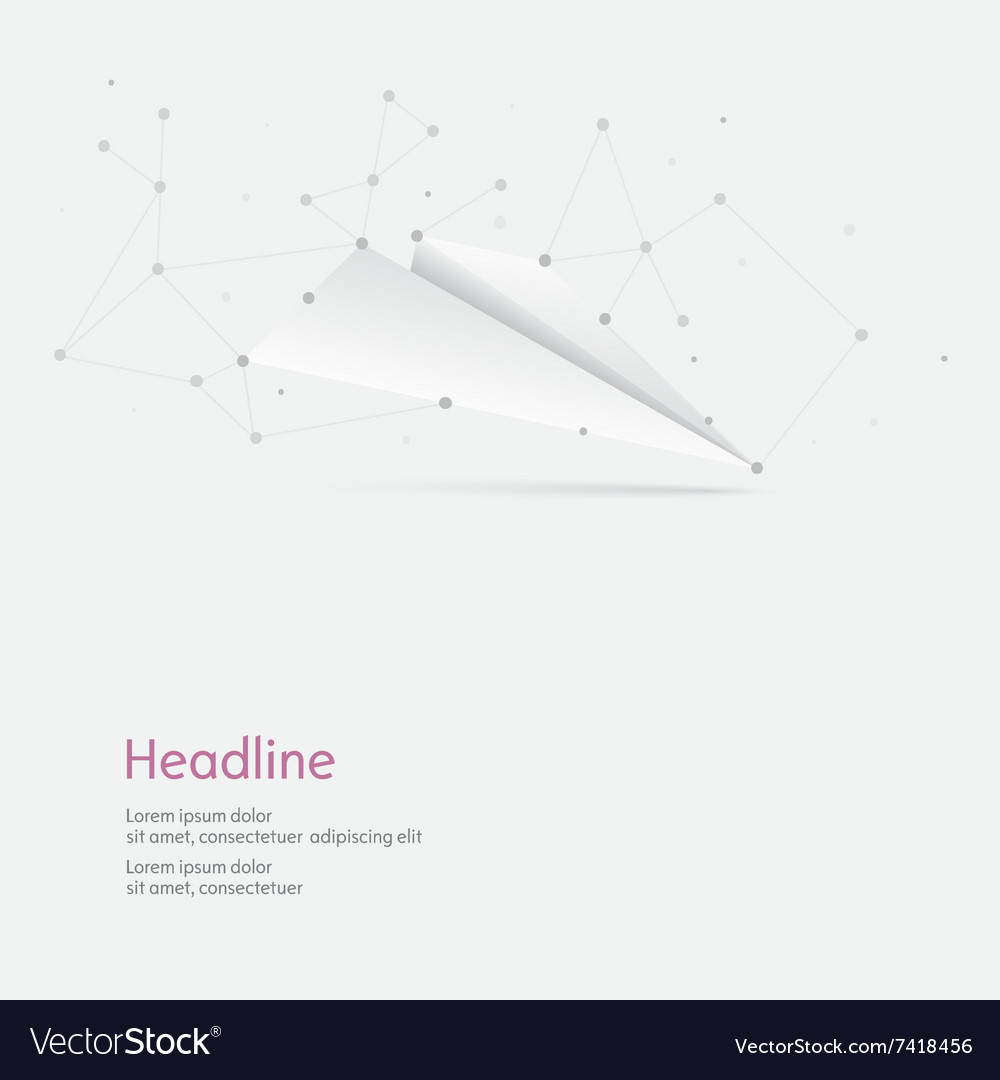 Paper plane with polygonal lines and dots