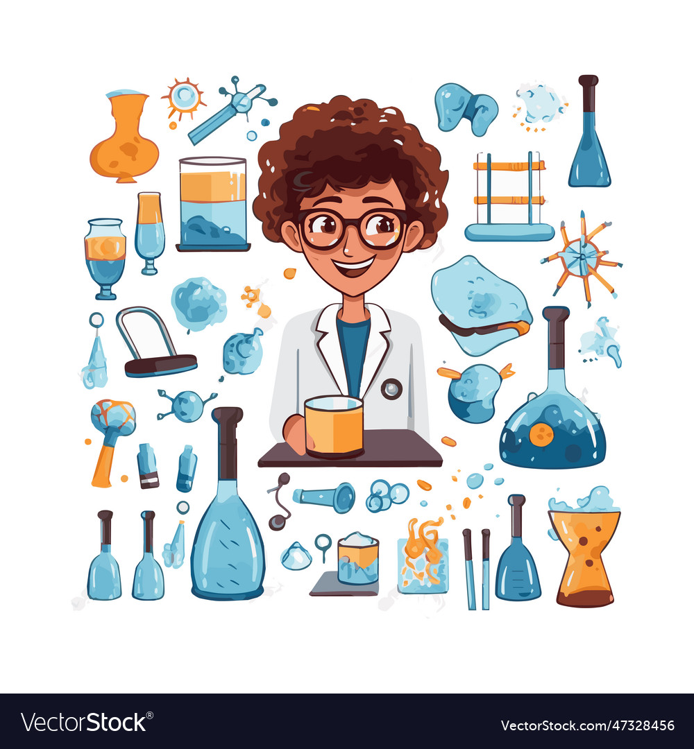 Scientists with simple characters Vector Image Scientists with simple characters