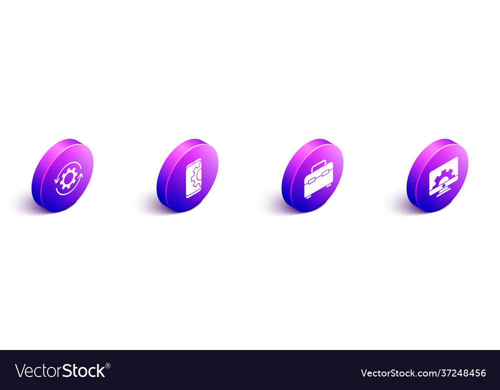 Set isometric gear and arrows as workflow setting Vector Image Set isometric gear and arrows as workflow setting
