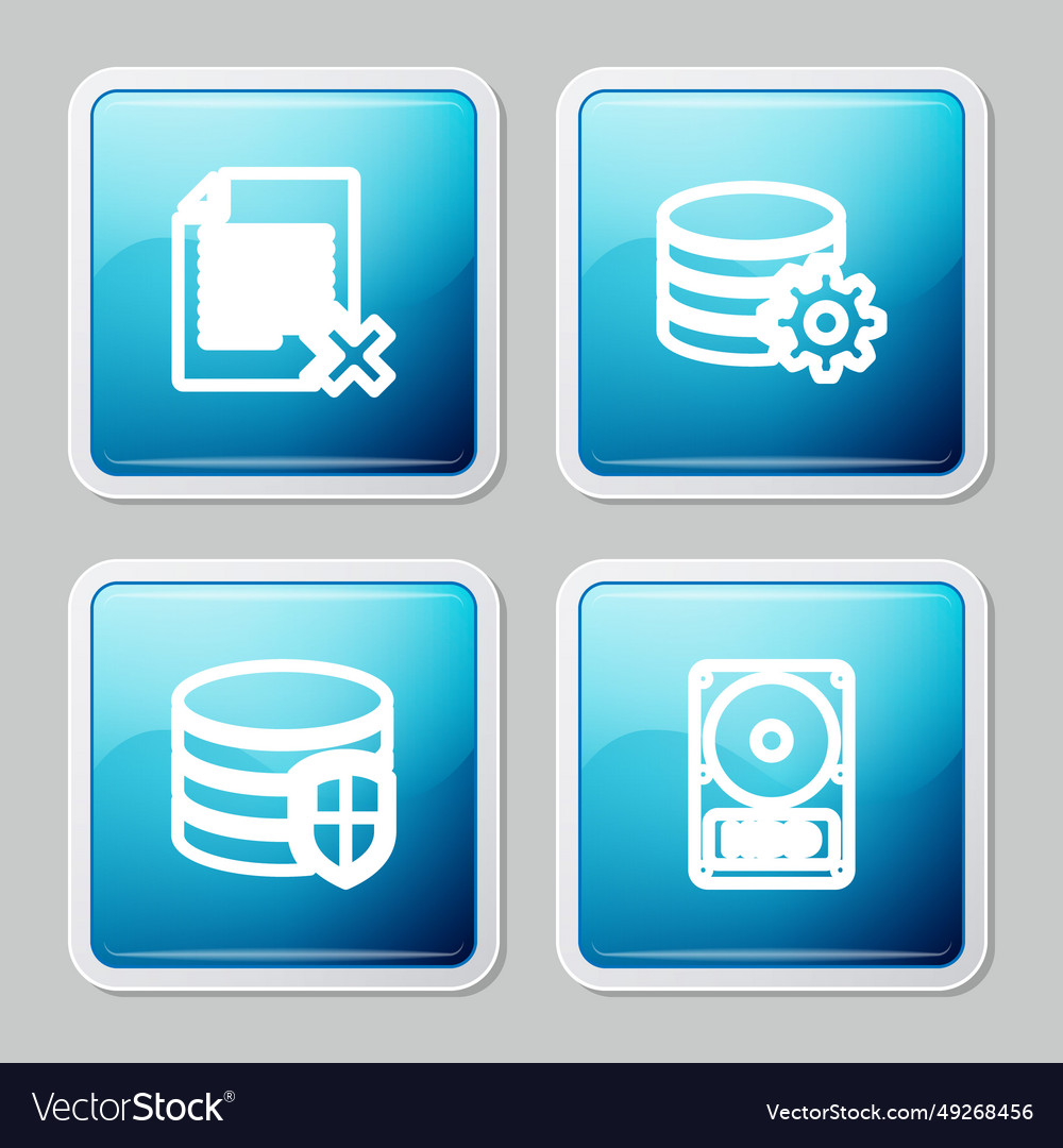 Set line delete file document setting database vector image Set line delete file document setting database