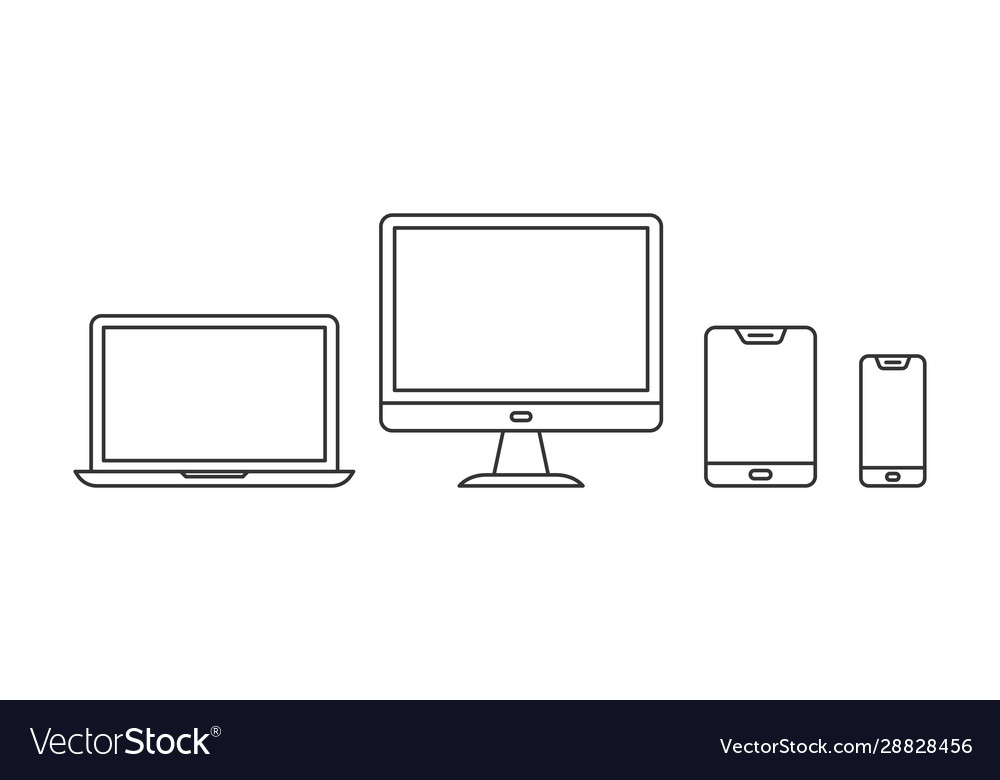 Set linear device icons outline devices