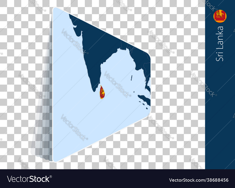 Sri lanka map and flag on transparent background