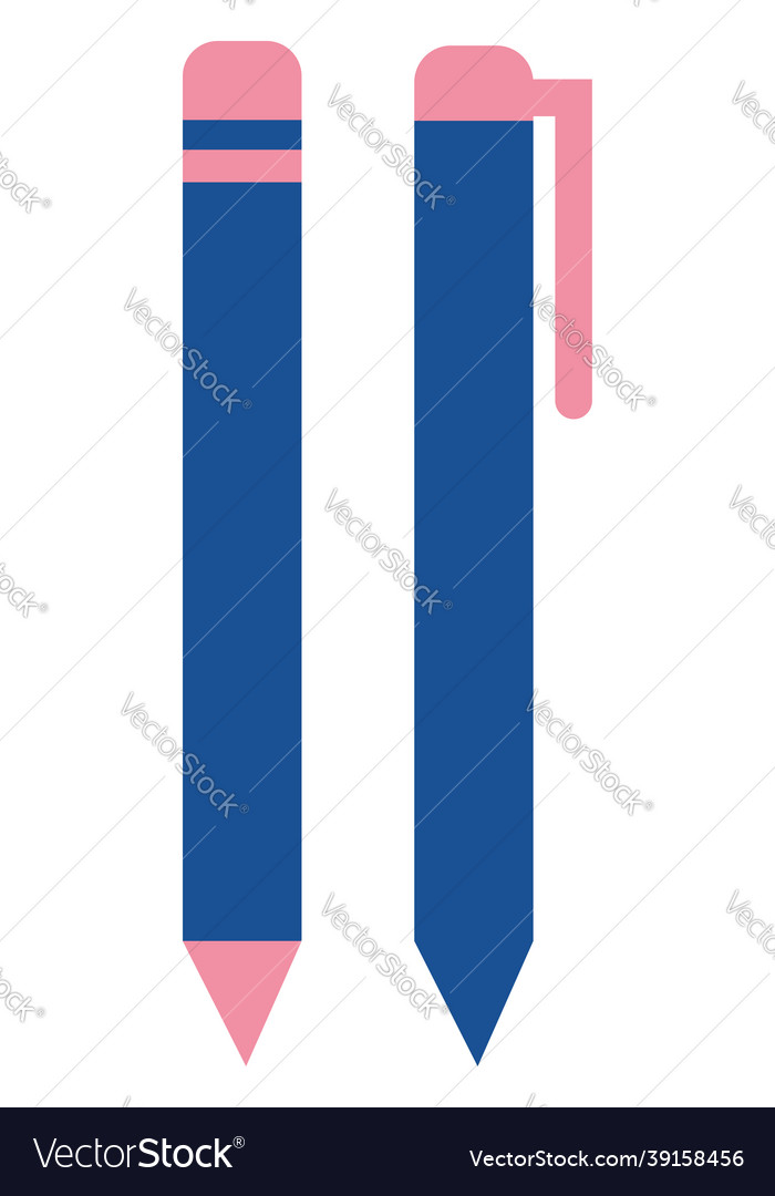 Two Blue Pens On A White Background Royalty Free Vector