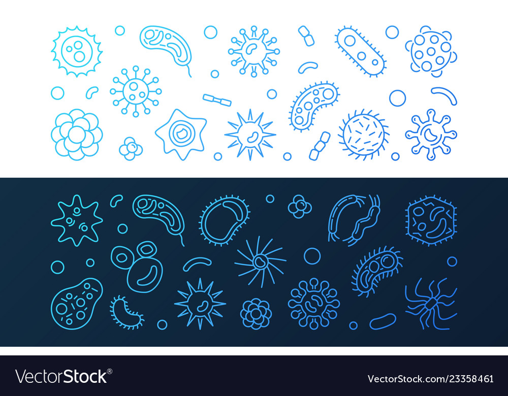 Bacteria viruses and fungi blue linear