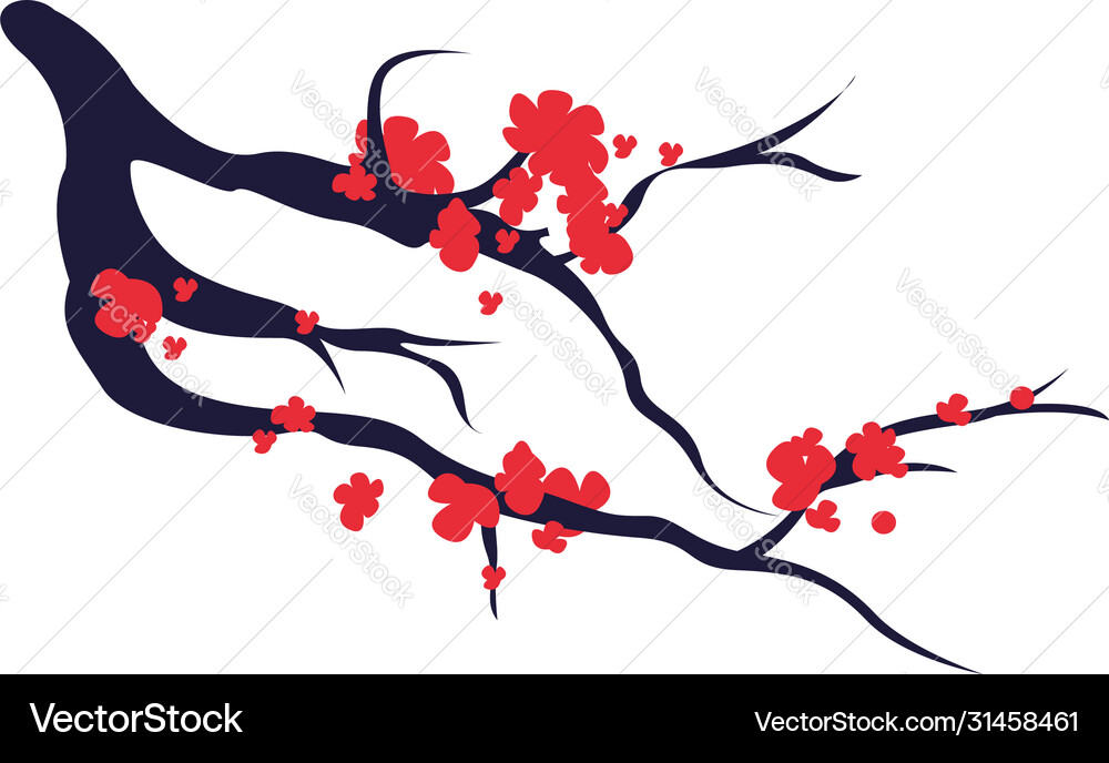 Blooming tree on white background Royalty Free Vector Image