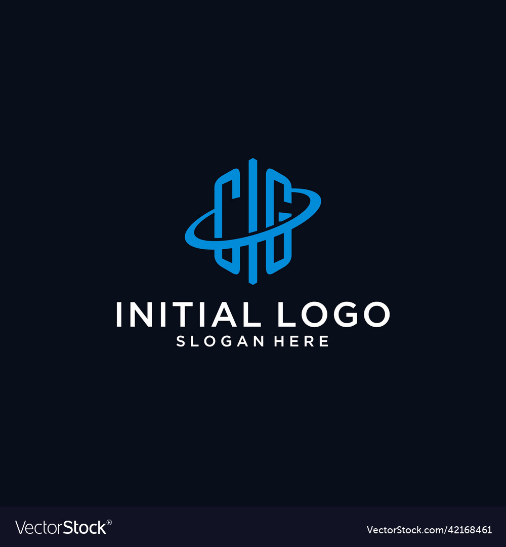 Cg initial monogram logo with hexagonal shape