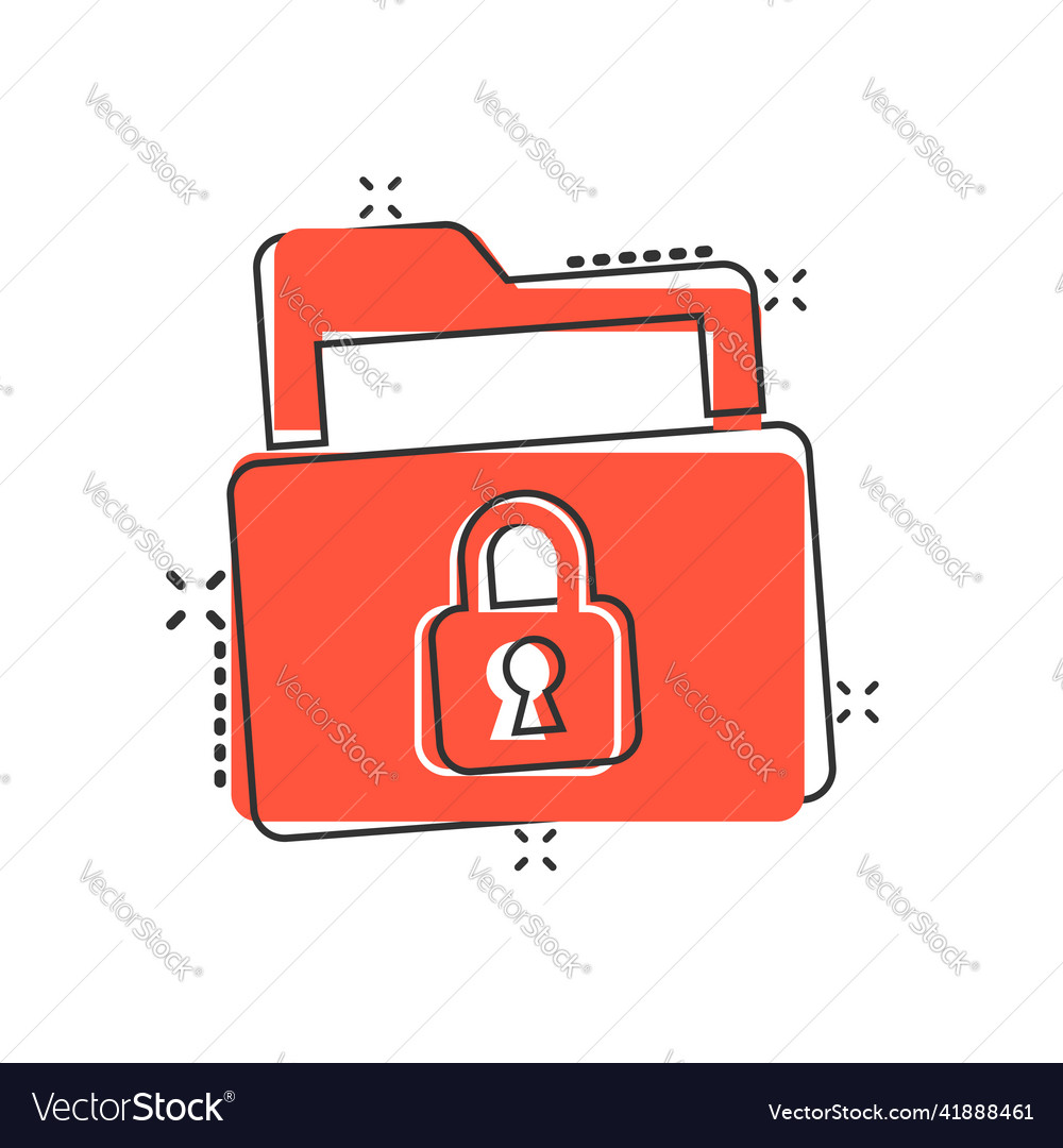 Files folder permission icon in comic style vector image Files folder permission icon in comic style