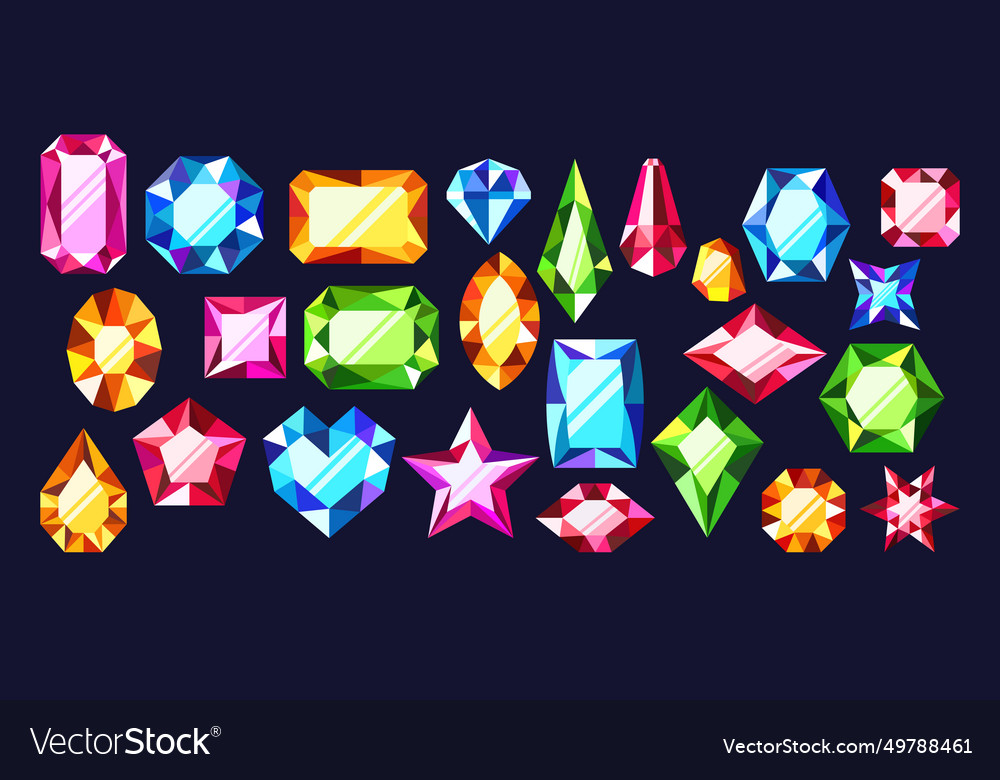 Gemstone game assets exquisite 2d jewels vector image Gemstone game assets exquisite 2d jewels