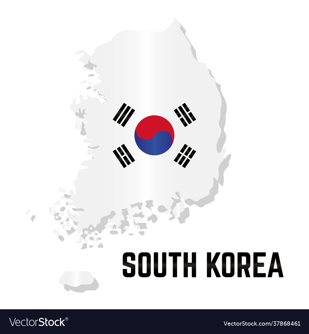 Isolated map with flag sout korea