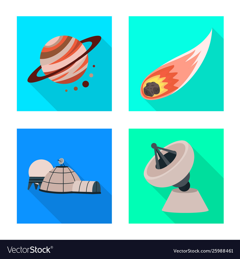 Isolated object science and cosmic icon set