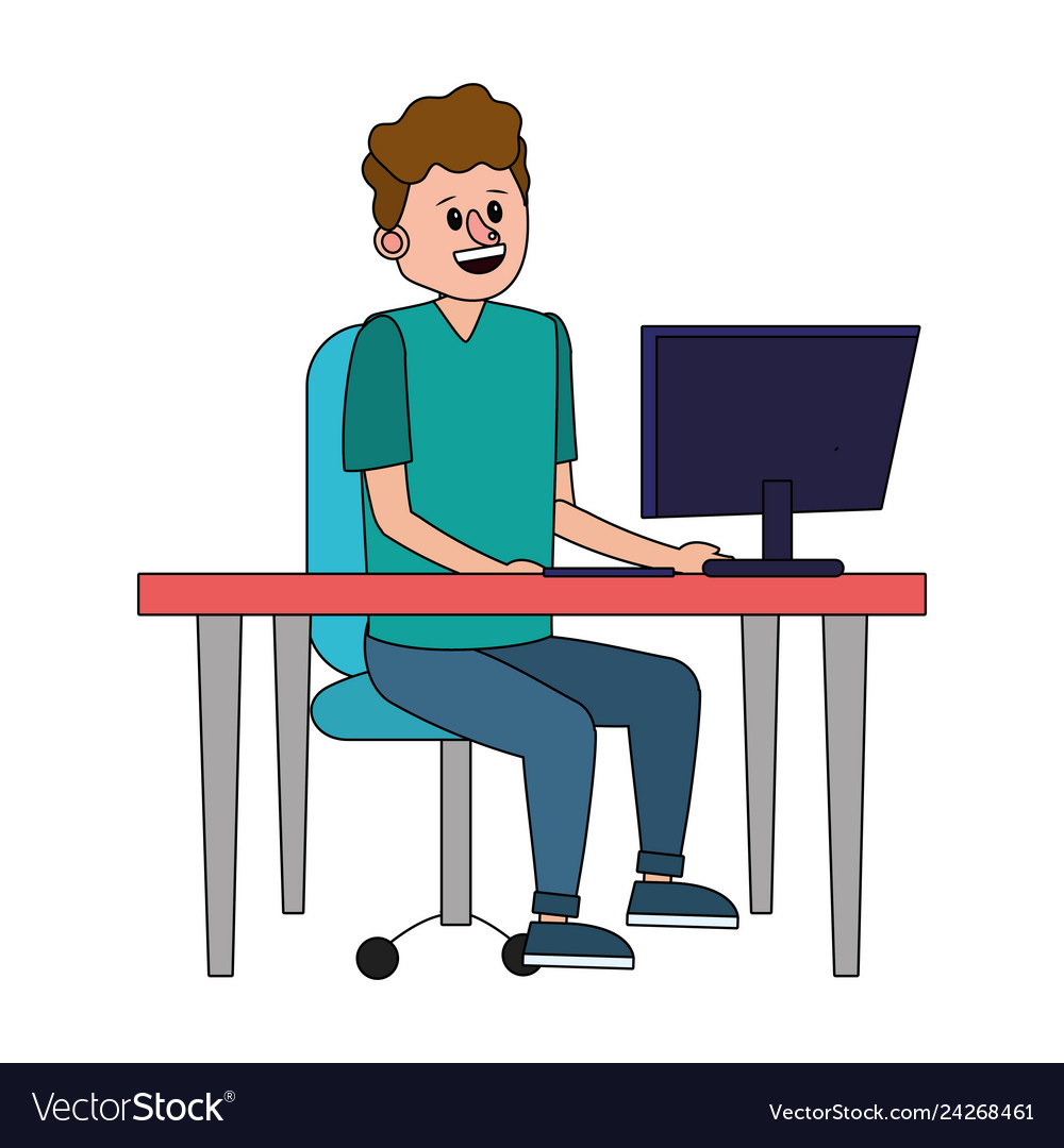 Man using technology device