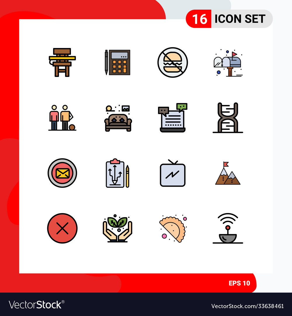 Set 16 flat color filled lines on grid