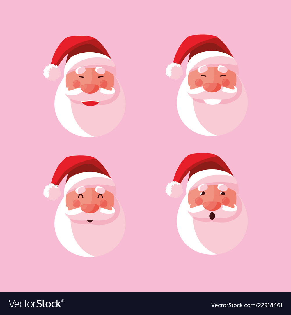 Set Head Of Santa Claus Christmas Royalty Free Vector Image