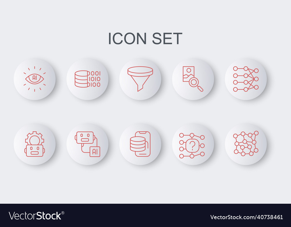 Set line neural network robot setting funnel vector image Set line neural network robot setting funnel