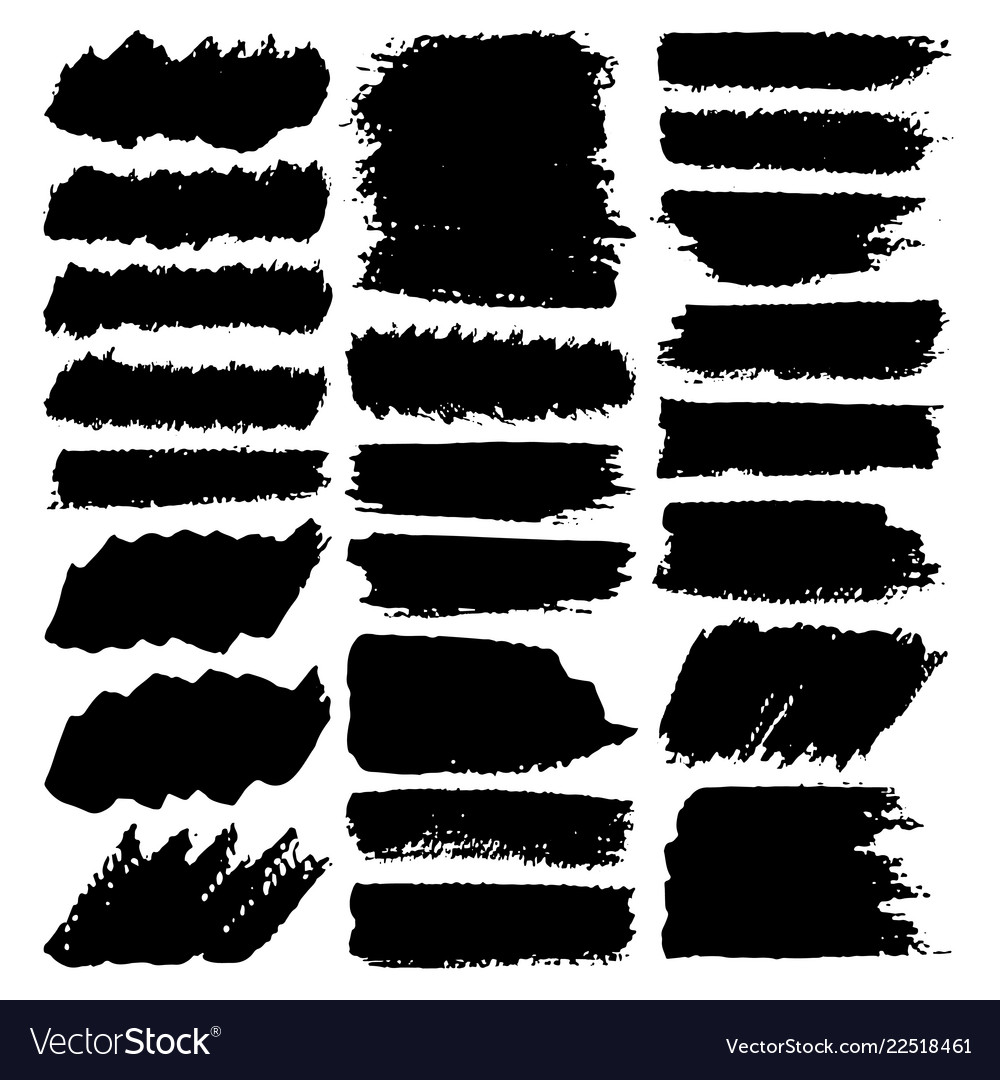 Set of brush stroke black ink grunge