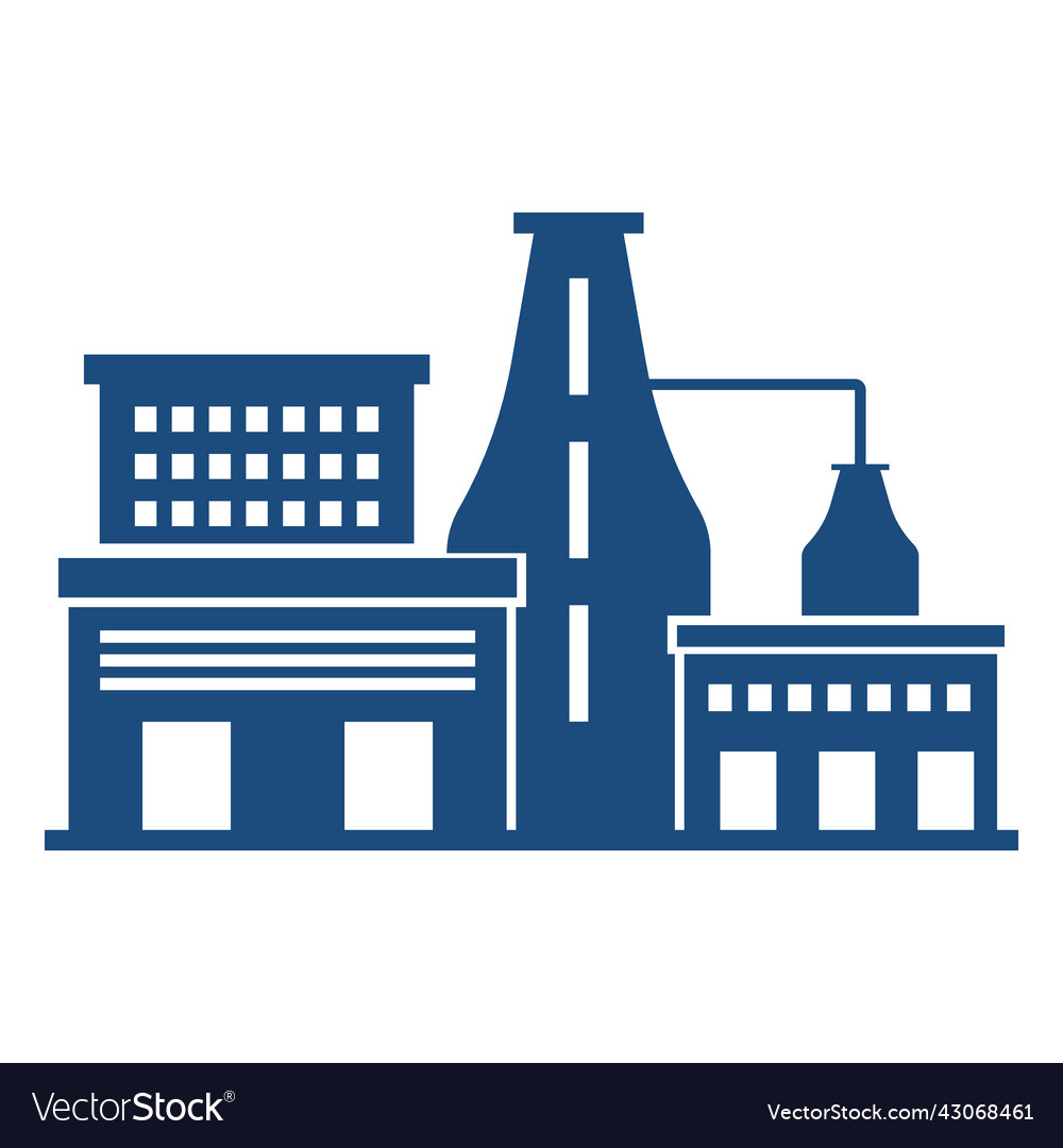 Simple factory building silhouette Royalty Free Vector Image