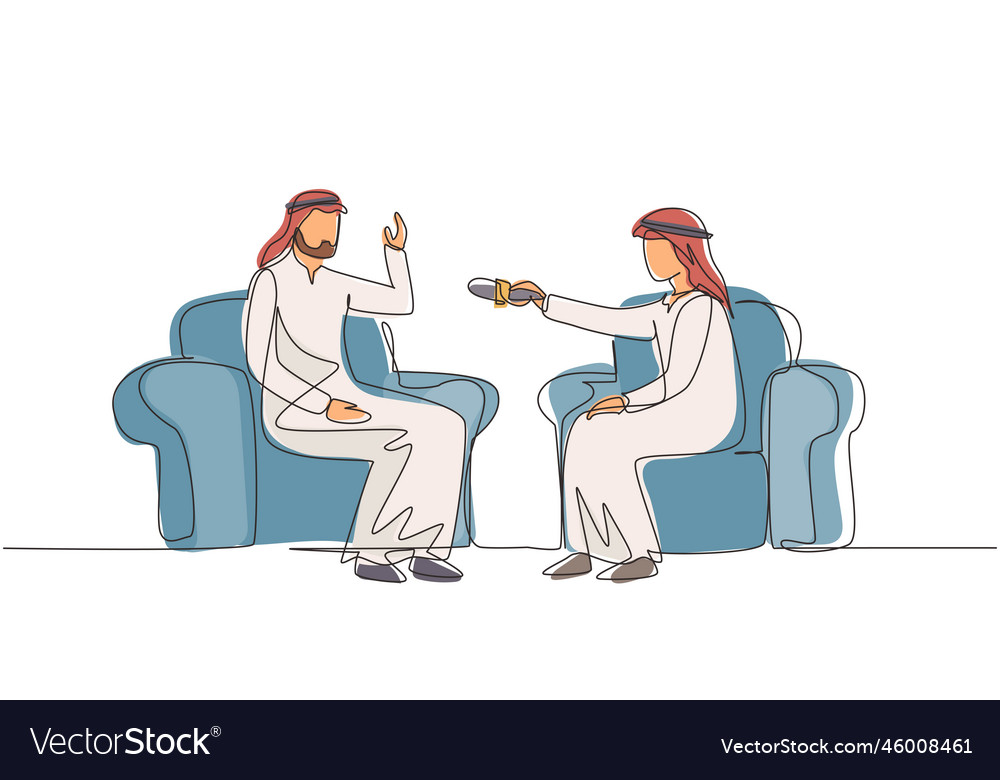 Single continuous line drawing interview Vector Image Single continuous line drawing interview