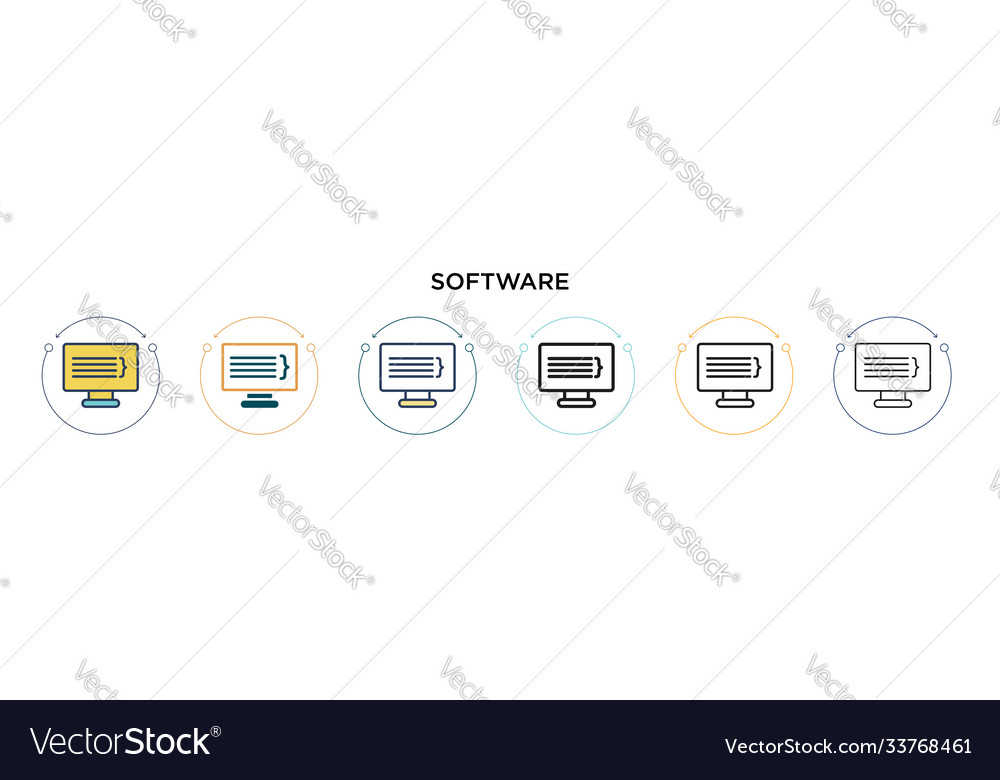 Software icon in filled thin line outline