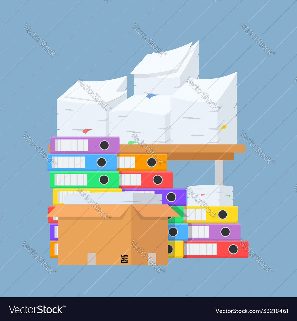 Stack many color document folders paper vector image Stack many color document folders paper
