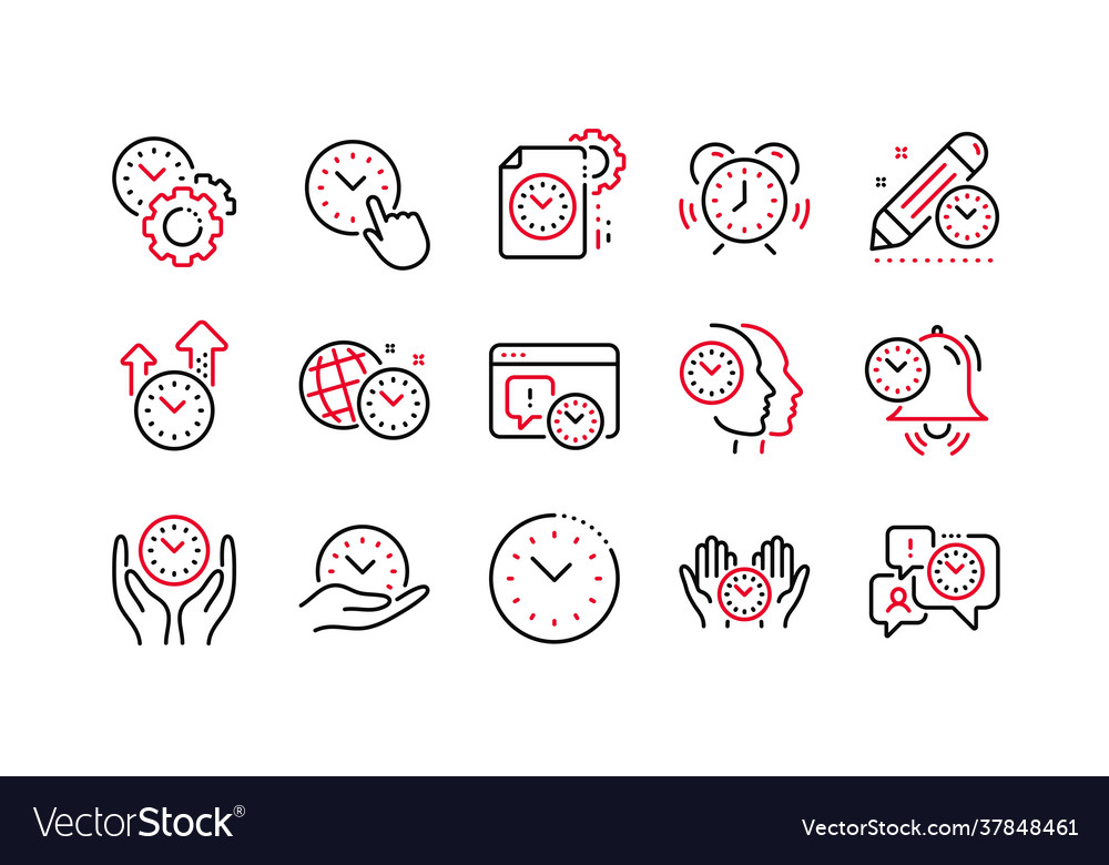 Time management line icons alarm clock timer