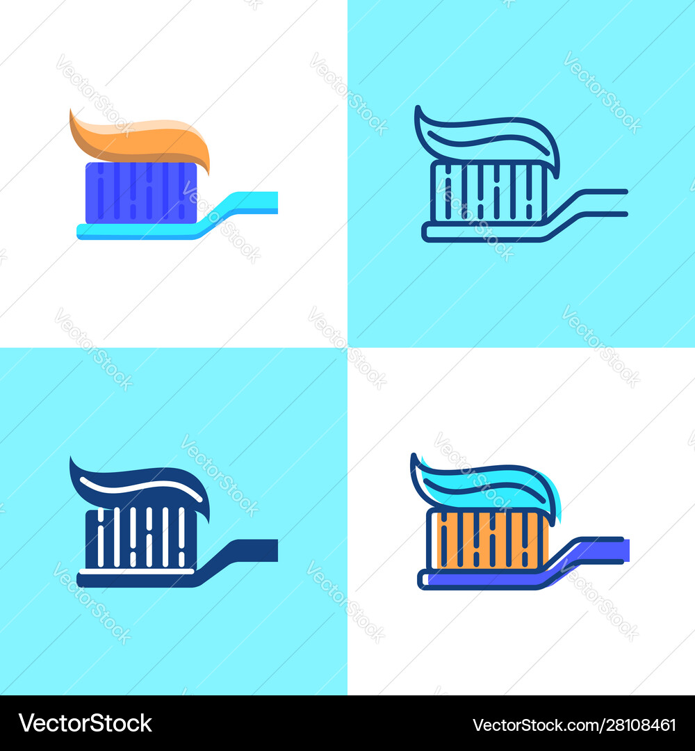 Toothbrush with toothpaste icon set in flat Vector Image