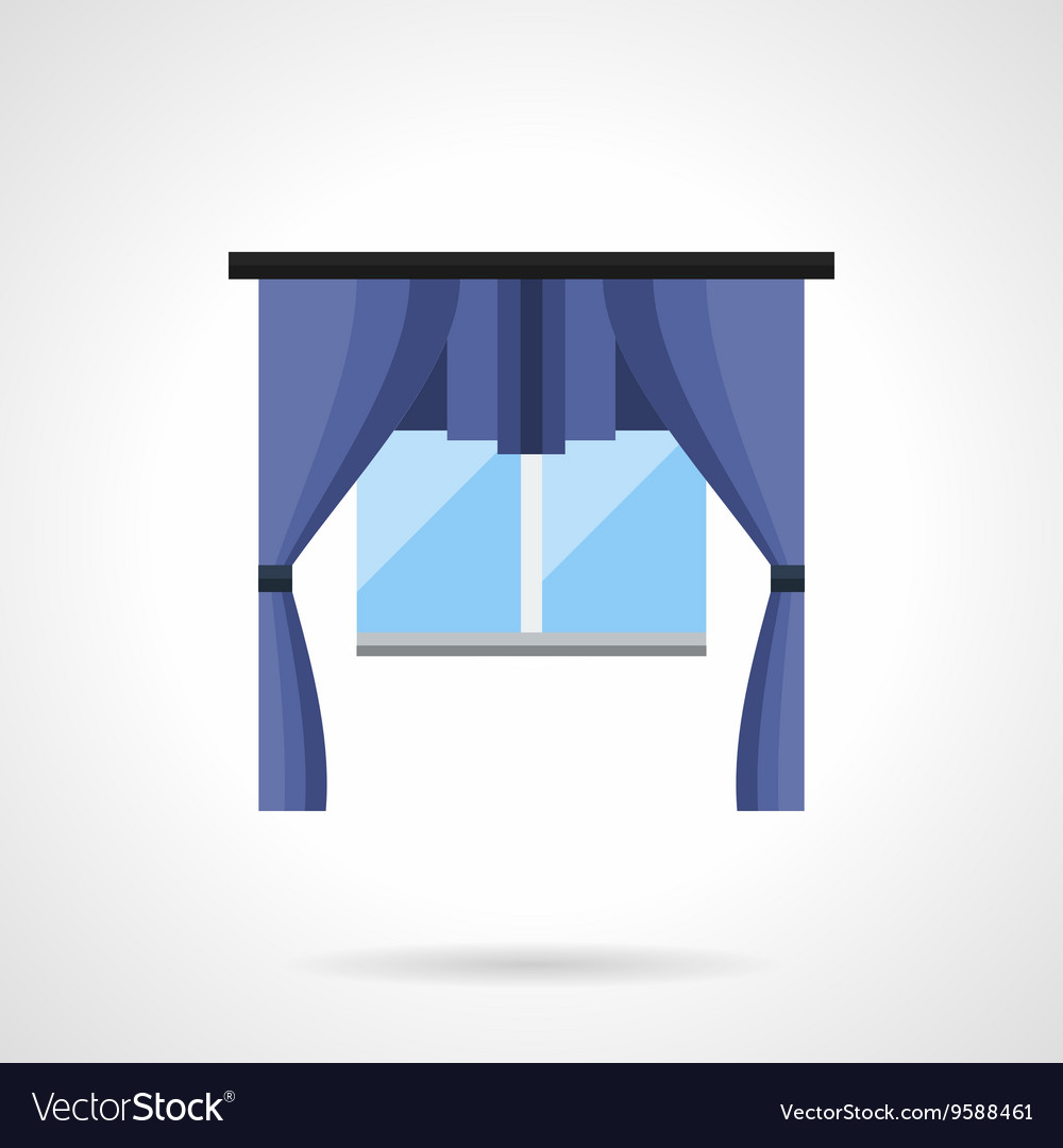 Window With Curtains Flat Color Icon Royalty Free Vector