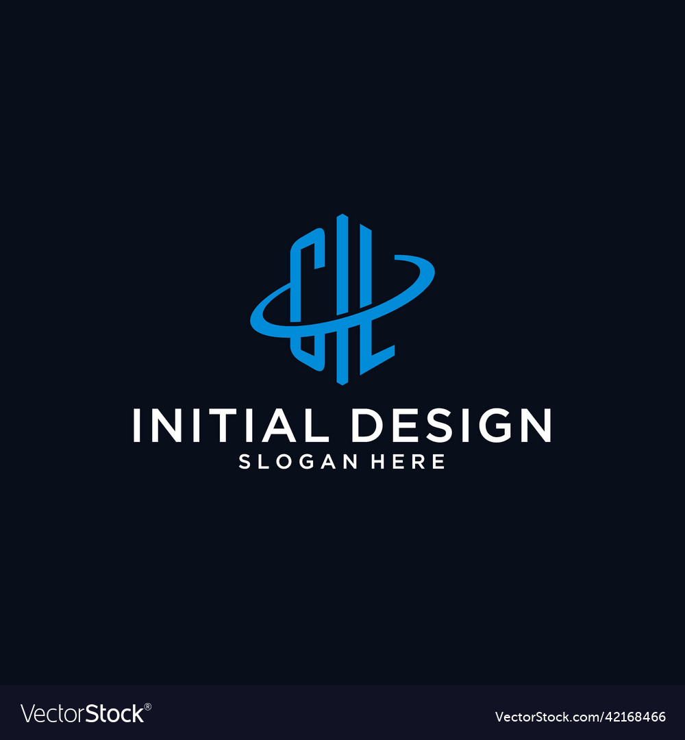 Cl initial monogram logo with hexagonal shape