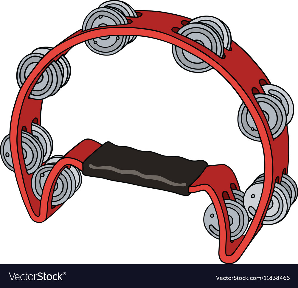 Classic red tambourine Royalty Free Vector Image