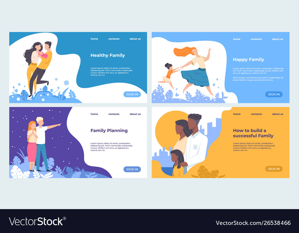 Family landing page healthcare and insurance web Vector Image