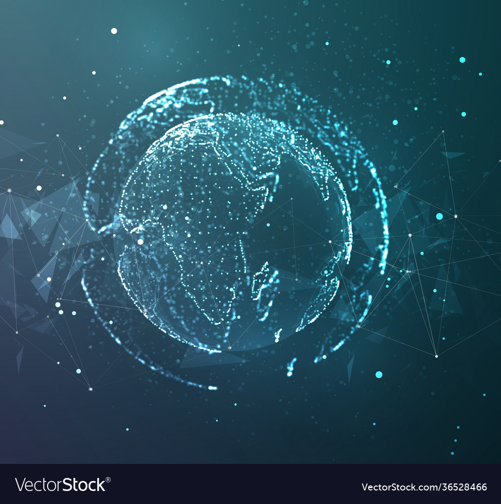 Globe planet earth from dots concept bigdata vector image Globe planet earth from dots concept bigdata