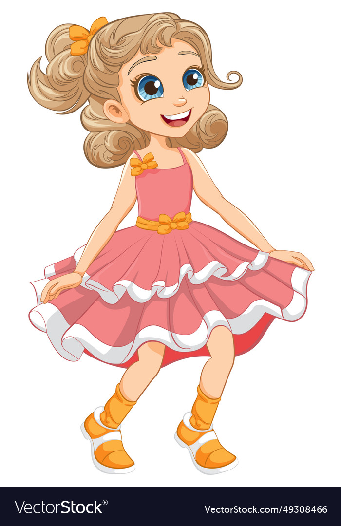 Happy girl dancing cartoon character Royalty Free Vector