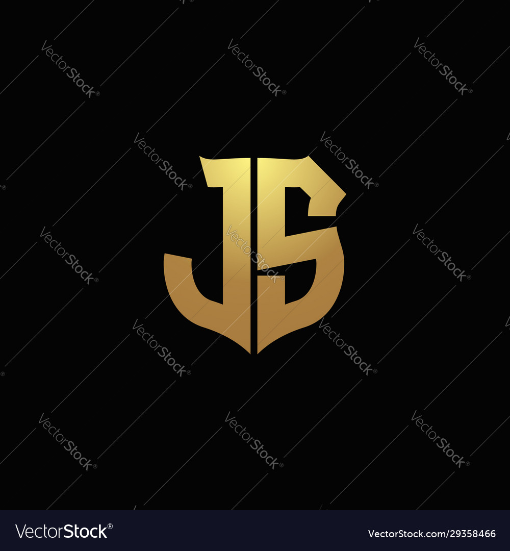 Js logo monogram with gold colors and shield Vector Image