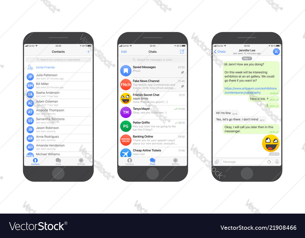 Download Messaging App Mockup Royalty Free Vector Image