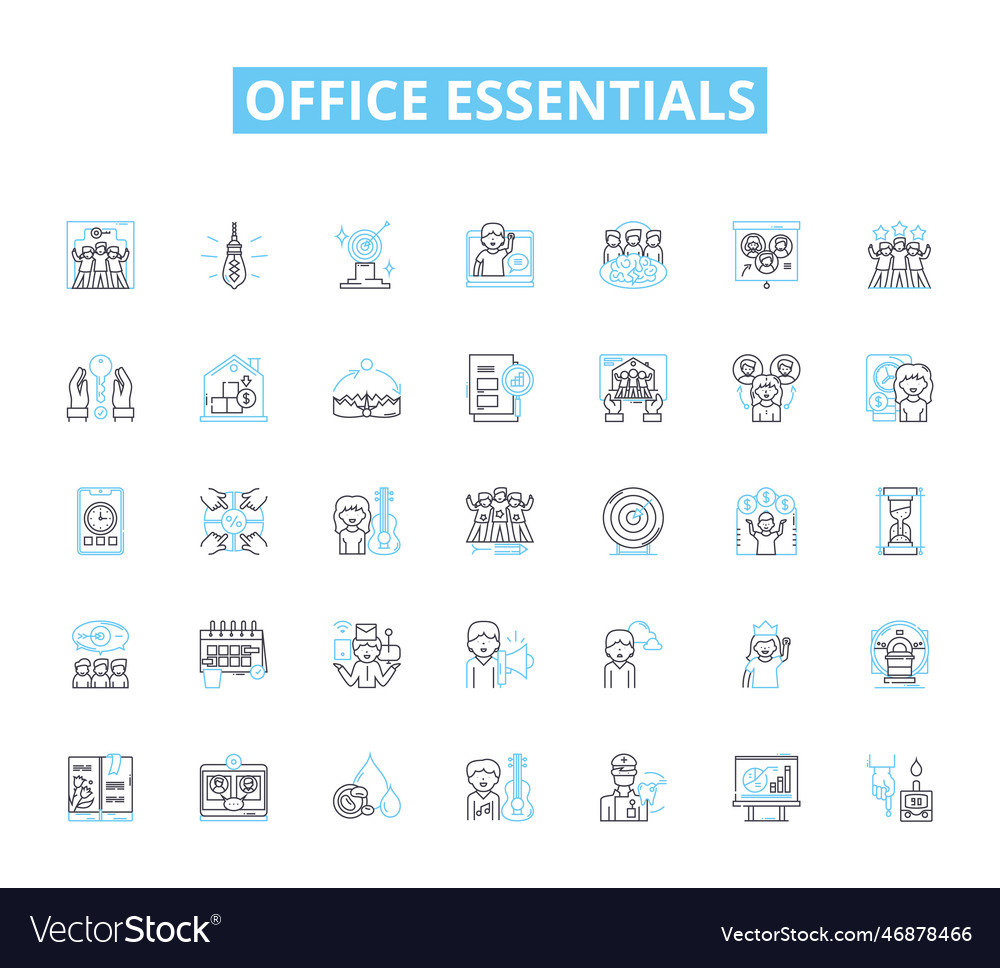 Büro Wesentliche lineare Icons Set Schreibtischstuhl vector image Büro Wesentliche lineare Icons Set Schreibtischstuhl