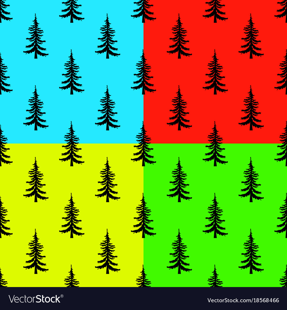 Pine tree seamless pattern on colors backgrounds