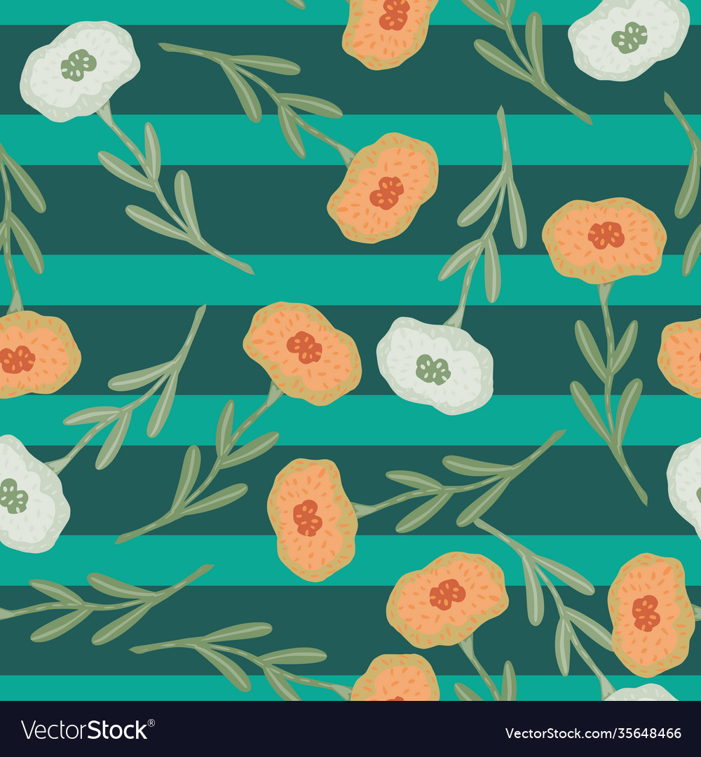 Random seamless botanic pattern with white vector image Random seamless botanic pattern with white