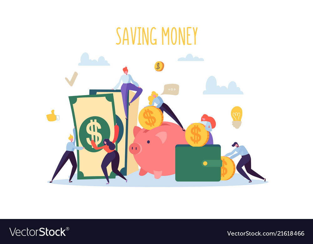 Saving money finance concept flat people