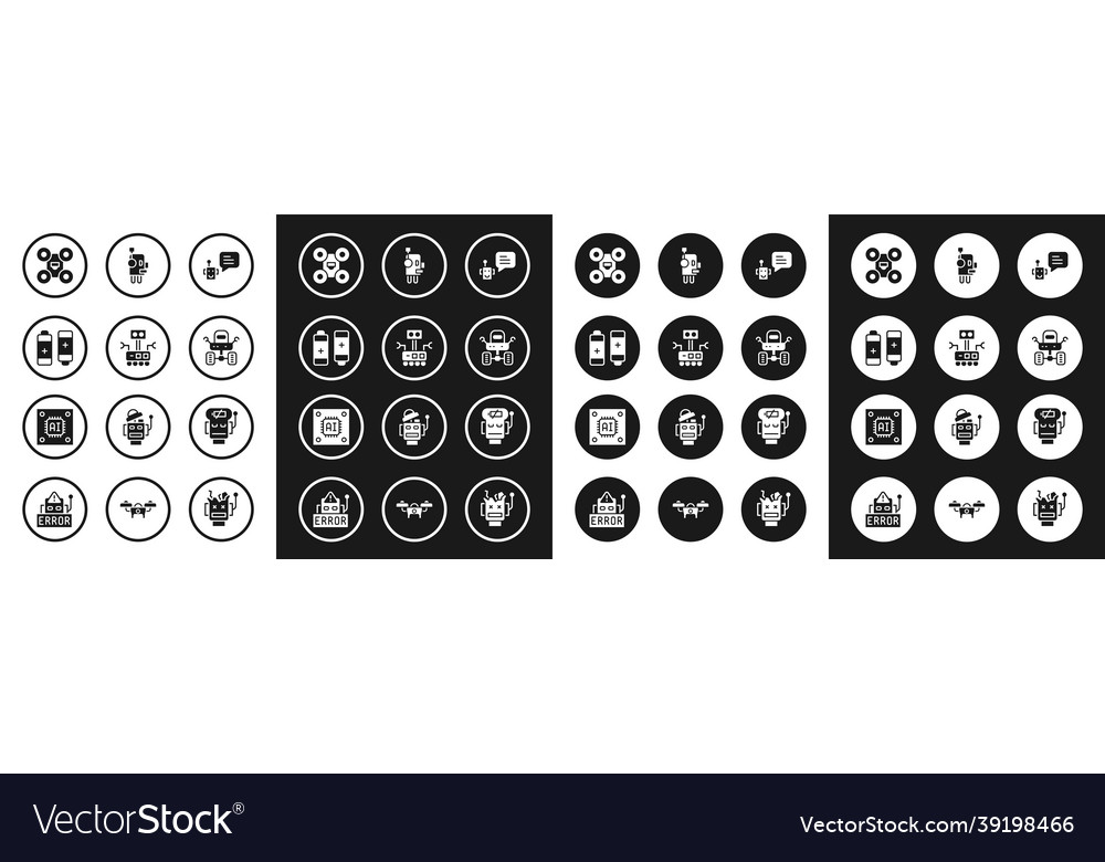 Set bot robot battery drone mars rover low vector image Set bot robot battery drone mars rover low