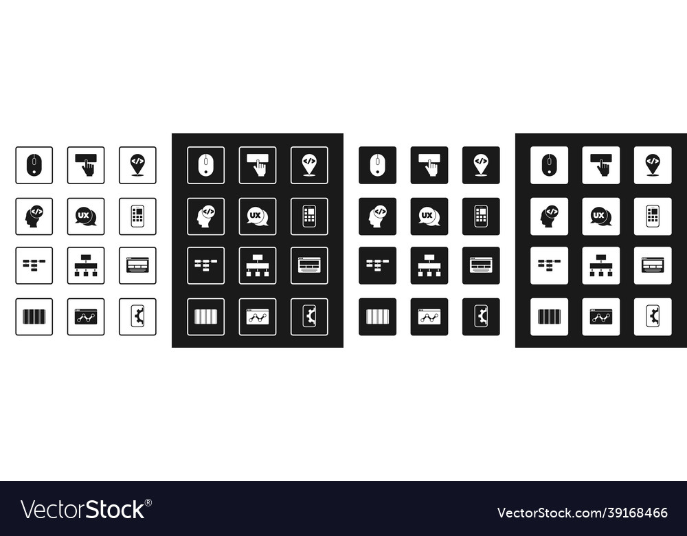 Set Frontend Entwicklung ui oder ux design vector image Set Frontend Entwicklung ui oder ux design