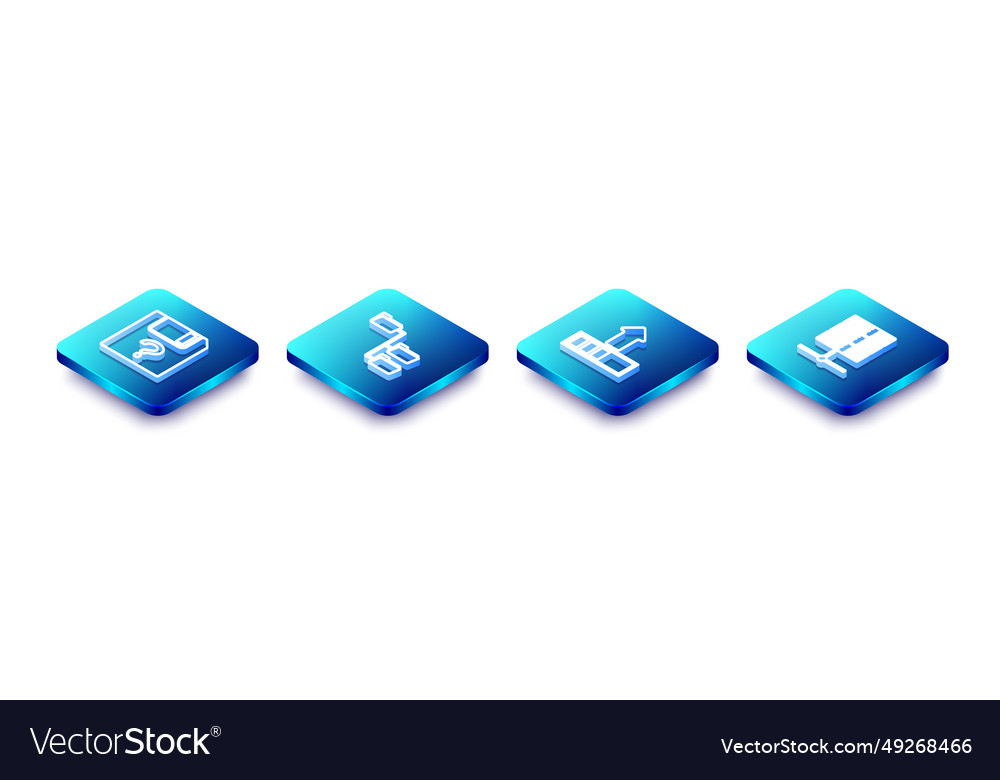 Set isometric line unknown document folder tree Vector Image Set isometric line unknown document folder tree