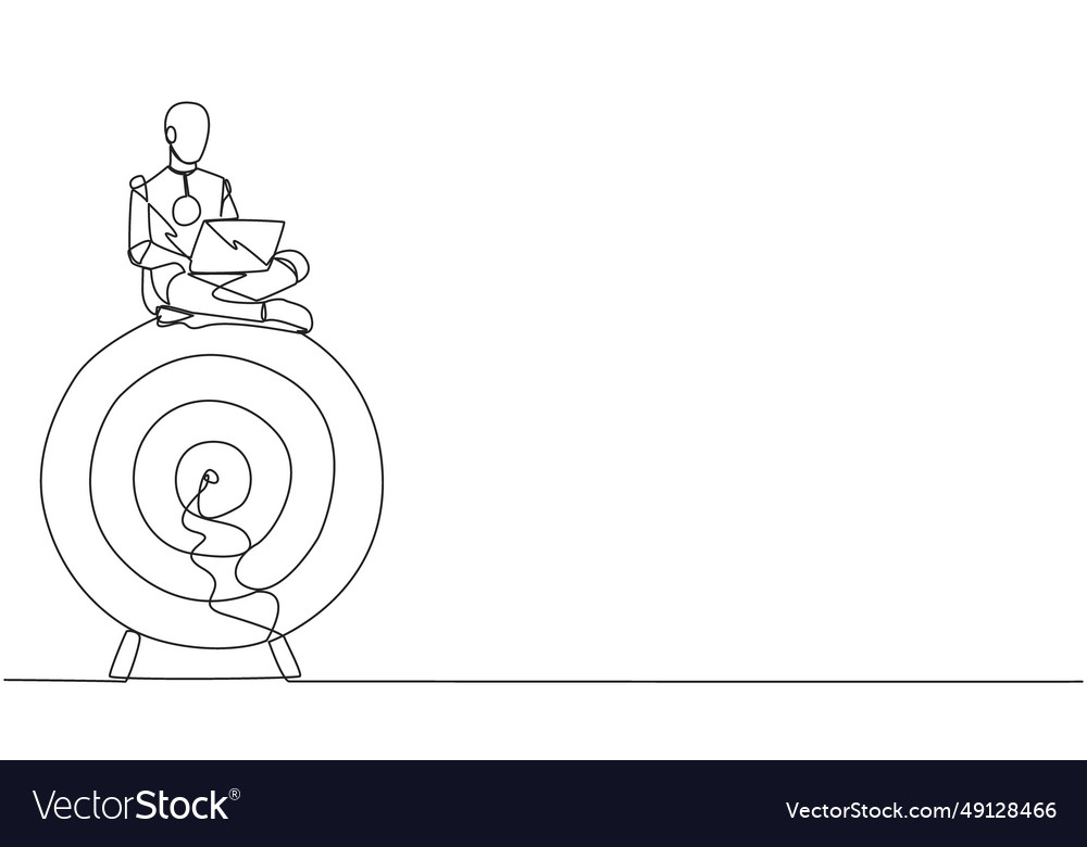 Single continuous line drawing robotic artificial vector image Single continuous line drawing robotic artificial