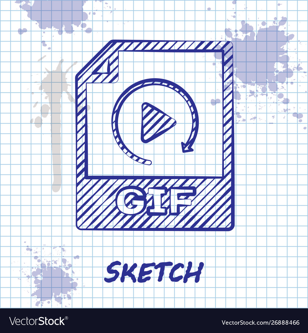 Sketch line gif file document download button vector image Sketch line gif file document download button