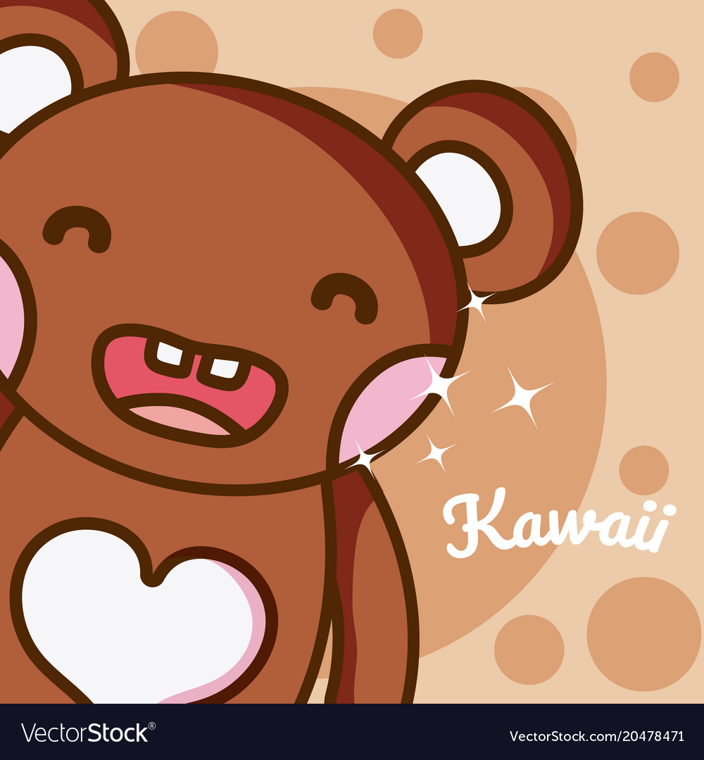 Bear cute kawaii cartoon Royalty Free Vector Image