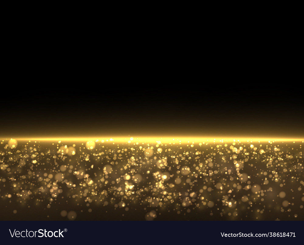 Bokeh effect golden light flashes yellow dust